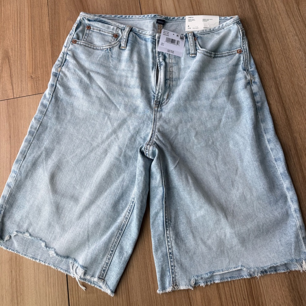 American Eagle Outfitters Light Blue Stretch Denim Bermuda Shorts